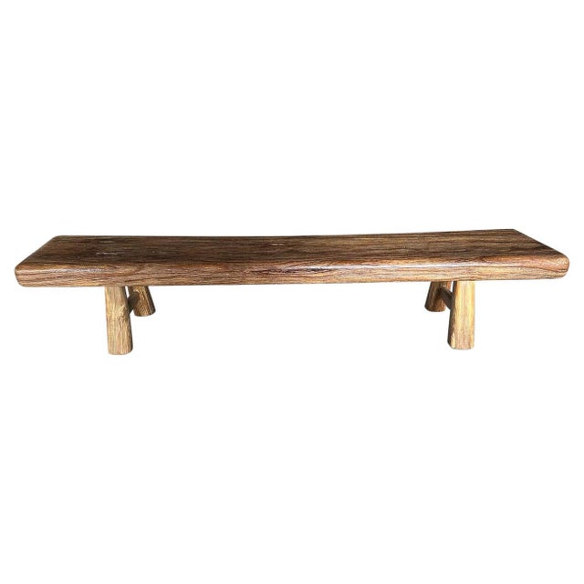 Andrianna Shamaris Mid Century Couture Teak Wood Bench For Sale In New York - Image 6 of 18