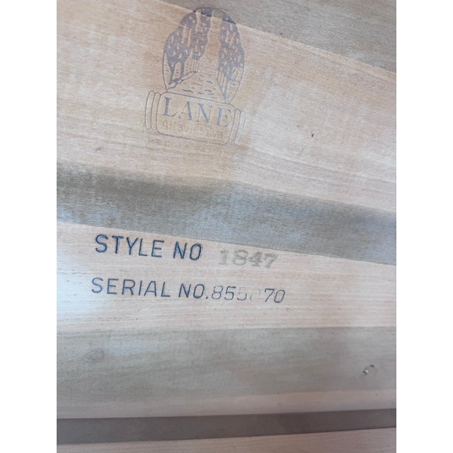 Pair of 1958 Lane Mid-Century Modern Two-Tier Step End Tables With Brass Sabots For Sale - Image 12 of 15
