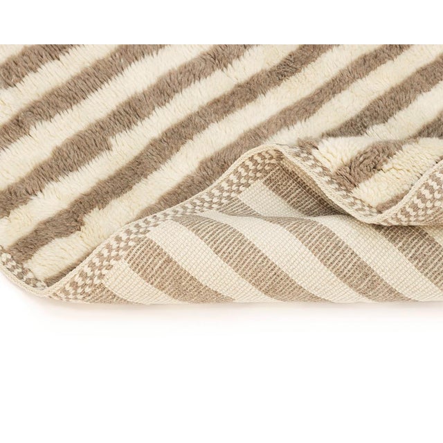2020s Classic Striped Hand-Knotted Wool Rug | 8'6" X 5'10" | One of a Kind For Sale - Image 5 of 8