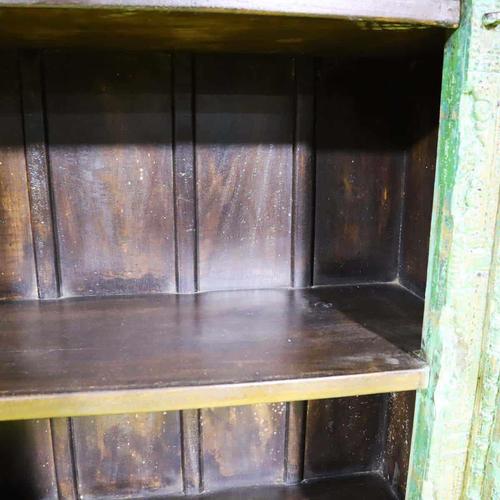 2000 - 2009 Indian Carved Wood Bookshelf with Green Patina For Sale - Image 5 of 11