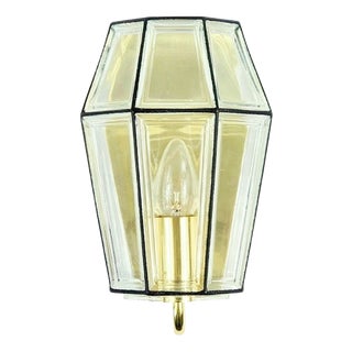 Mid-Century Modern Glass and Brass Wall Lamp from Limburg, Germany, 1960s For Sale