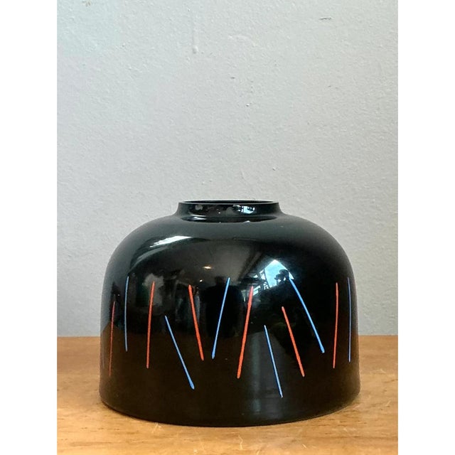 Ikea Vintage Ikea “Crystalex” Postmodern Black Ceramic Vase For Sale - Image 4 of 12