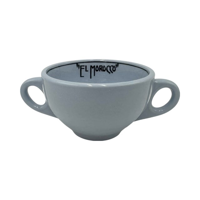 Mid-Century Modern Vintage El Morocco Nyc Nightclub Bouillon Cup Bowl & Saucer New York City For Sale - Image 3 of 12