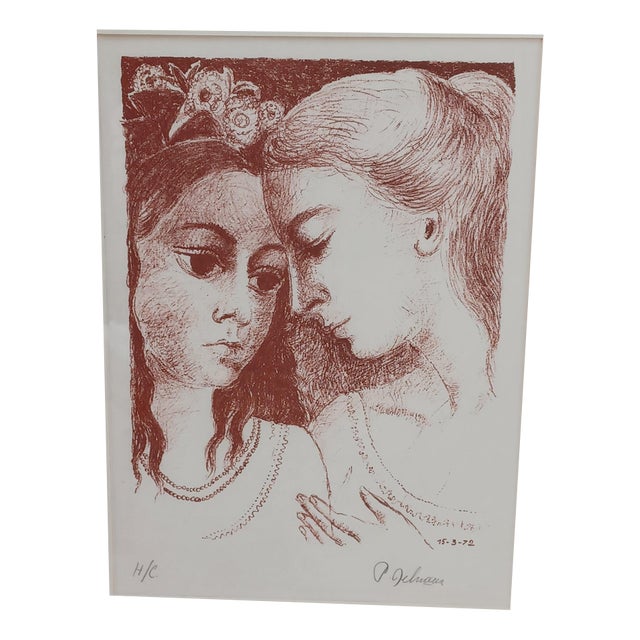 Paul Delvaux, Confidences, 1972, Lithograph For Sale