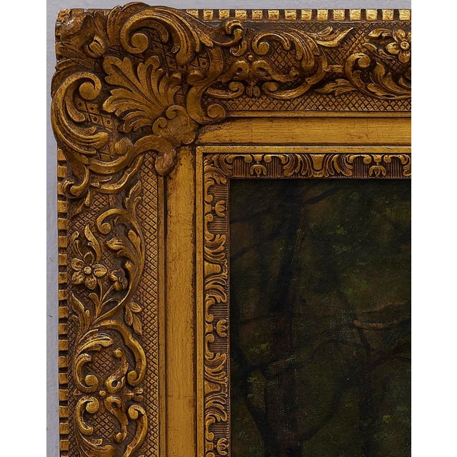 19th C Landscape Oil Painting With Shepard & Herd of Sheep by Mystery Artist For Sale - Image 4 of 12