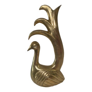 Vintage Mid-Century Modern Frederick Cooper Stylized Brass Peacock Sculpture For Sale