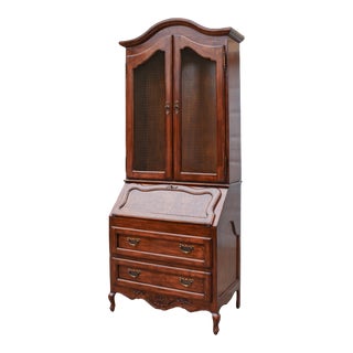 Mid-20th Century Wellesley Guild Louis XV French Country Secretary Desk Bookshelf Display Cabinet For Sale
