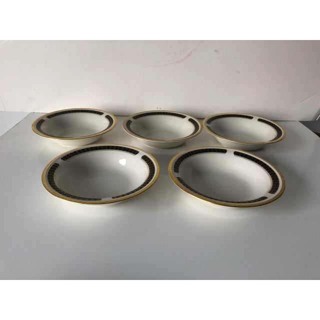 Ceramic 89�s Black Sapphire China by Pickard Soup Bowls S/5 For Sale - Image 7 of 7