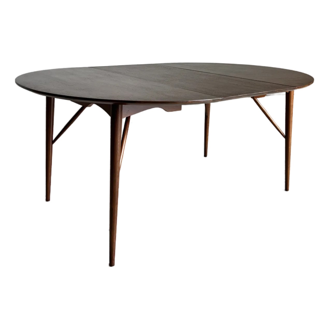 Mid Century Modern Oval Walnut Dining Table | Chairish