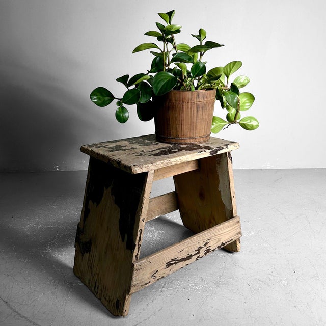 Mid-Century Modern Vintage Wooden Stool, Japan, 1950s For Sale - Image 3 of 14