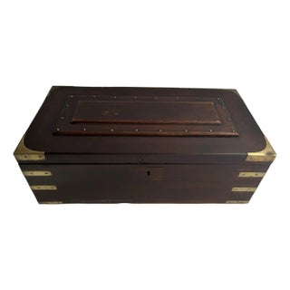 Antique Campaign Style Lap Desk With Drawer For Sale