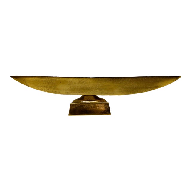 Contemporary Cast Aluminum Painted Gold Decorative Bowl Catchall on Base For Sale