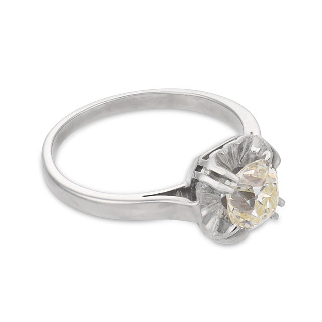 1930s 1930s French Art Deco Gia 1.18 Carat Old Mine Cut Diamond Platinum Engagement Ring, Size 6.75 For Sale - Image 5 of 8