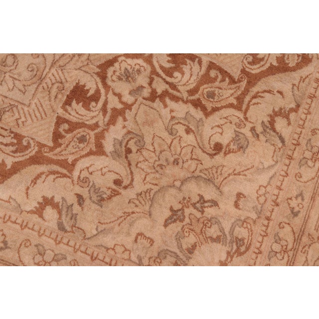 Floral 1990's Pak-Persian Tan/Brown Wool Rug - 8'1'' X 10'3'' For Sale - Image 4 of 9