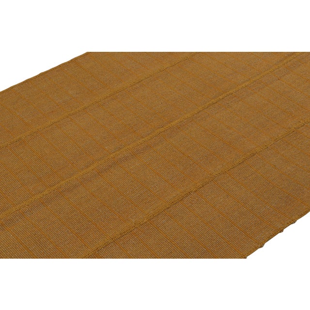 Rug & Kilim Rug & Kilim’s Modern Kilim Rug With Textural Stripes in Gold and Orange Tones For Sale - Image 4 of 8