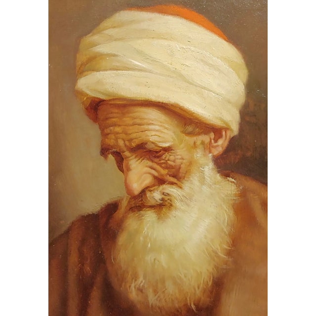 1900s Raphaël Chichmanian Portrait of an Islamic Patriarch Armenian Oil Painting For Sale - Image 4 of 10