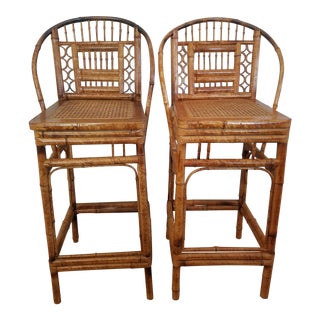 Brighton Bamboo Bar Stools - a Pair For Sale