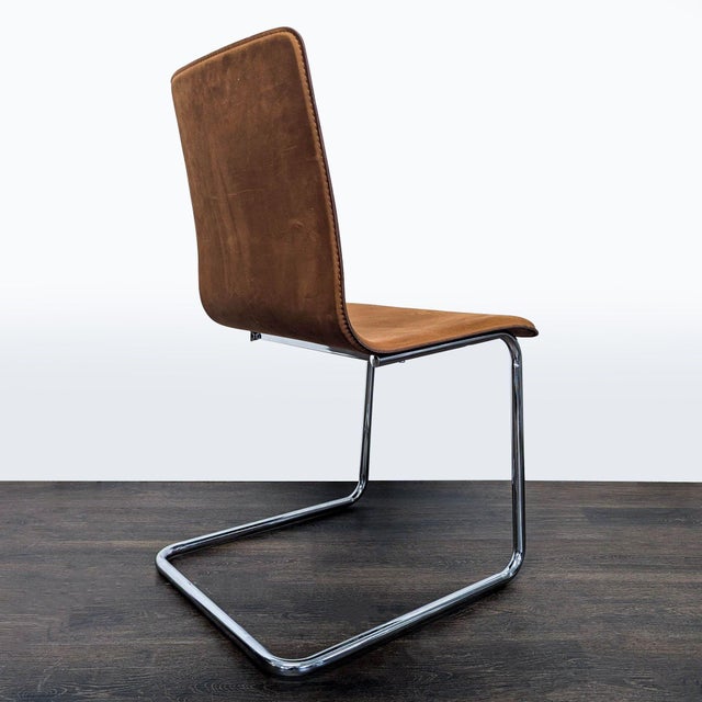 CB2 Cb2 Leather/Suede Dining Chair on Chrome Frame For Sale - Image 4 of 9