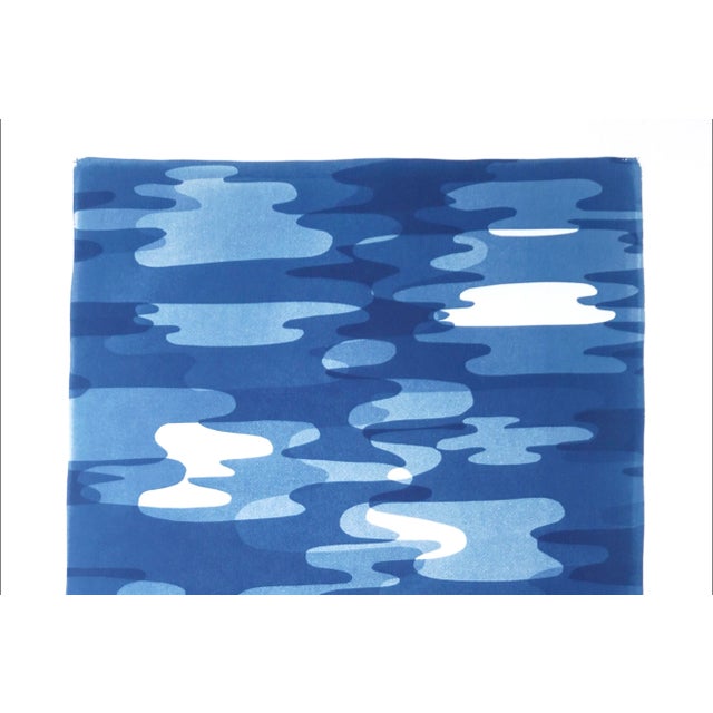 2020s 2021 "Smoke and Mirrors" Abstract Artisan Blue and White Monotype For Sale - Image 5 of 11