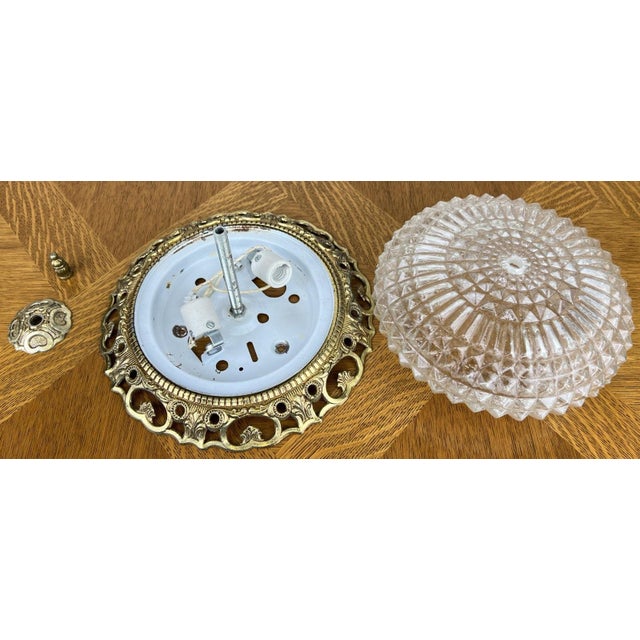 Vintage French Ceiling Lamp in Cut Glass For Sale - Image 11 of 13