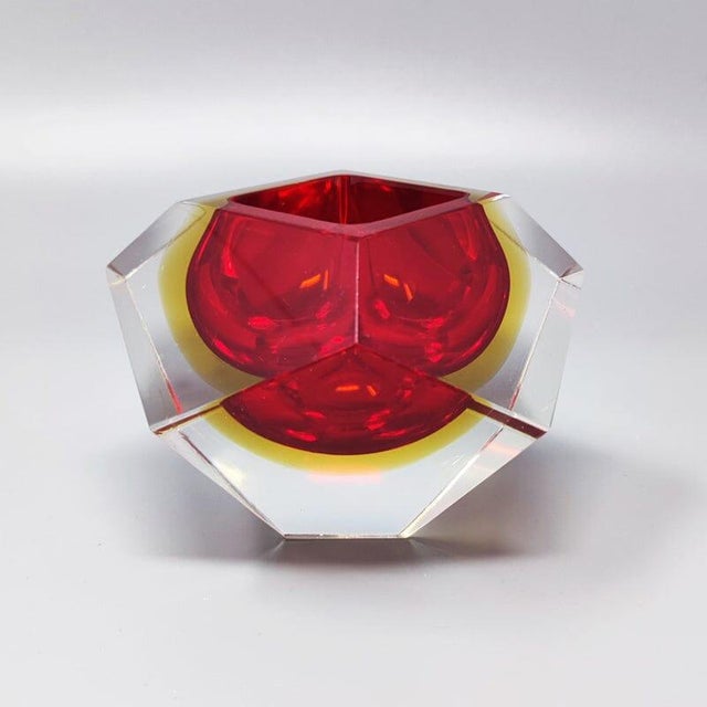 Vintage Red and Yellow Ashtray by Flavio Poli for Seguso, 1960s For Sale - Image 7 of 7