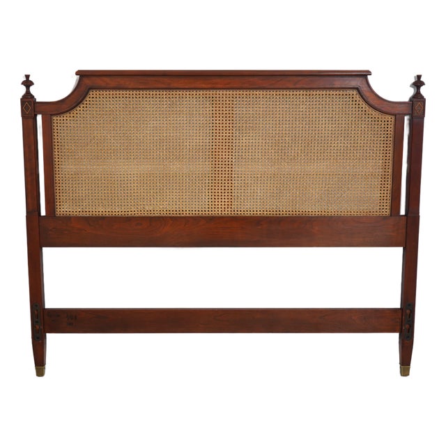 Stickley Cherry Regency Style Cane Back Queen Size Headboard For Sale