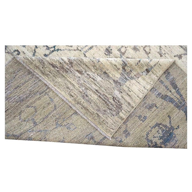 21st Century Turkish Oushak Wool 8x12 Tan & Charcoal Handmade Area Rug #1144071 For Sale - Image 9 of 10