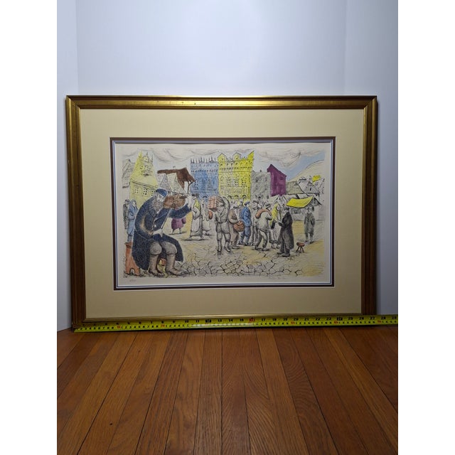 1960s Limited Edition Lithograph "Safed Street Scene With Fiddler" Artur Bar-on Ba-Bar For Sale - Image 4 of 16