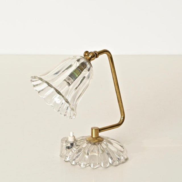 Bellflower Adjustabe Table Lamp in Murano Glass and Brass by Ercole Barovier, Italy, 1940s For Sale - Image 9 of 17