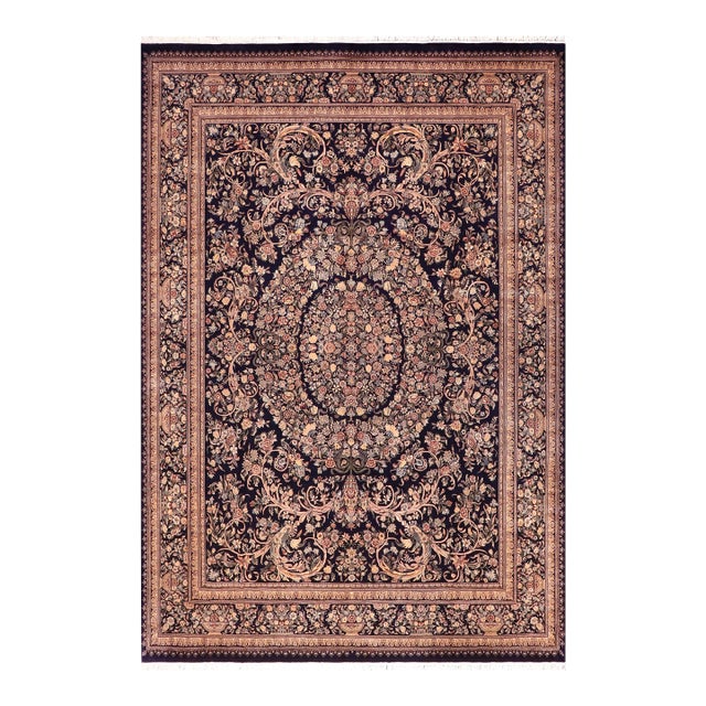 Elegant Renaisance 1990's Pak-Persian Blue/Gold Wool Rug - 9'4'' X 11'9'' For Sale