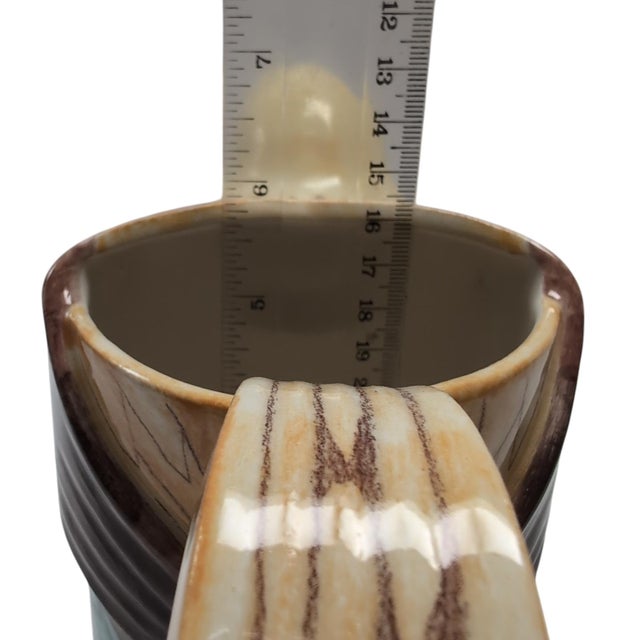 Yellow Hand-Painted Ceramic Parrot Bird Pitcher Vase Figural Colorful 7" Tall Signed E. Bolz For Sale - Image 8 of 9