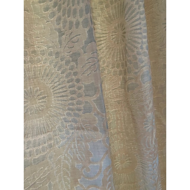 Tone on Tone Bluish and Beige Moire Drapes- Set of 2 Panels For Sale In New York - Image 6 of 10