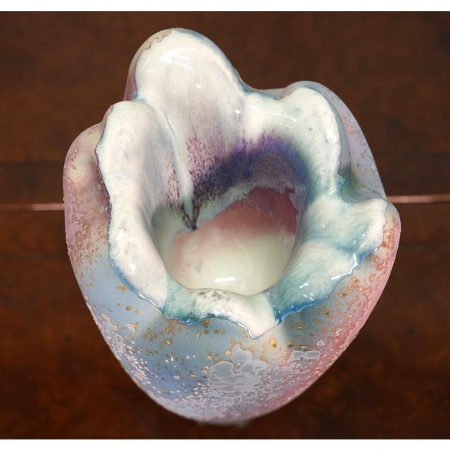 Large Modernist Raku Fired Abstract Pottery Vase by Tony Evans For Sale - Image 12 of 14