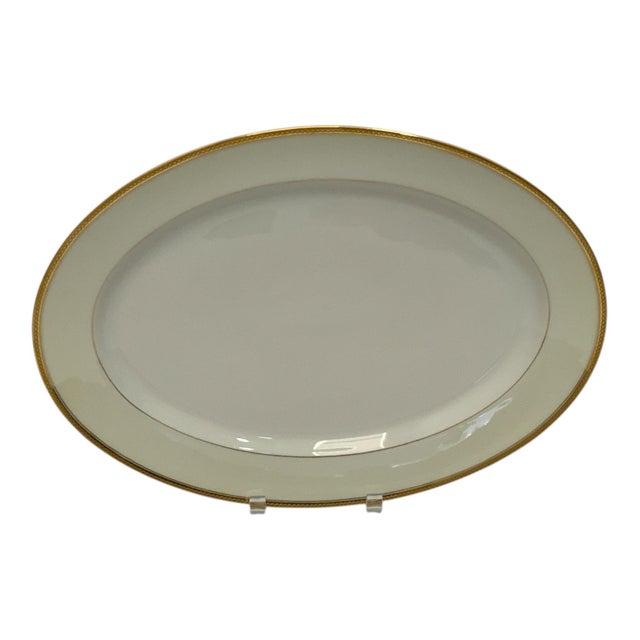 Antique Haviland Co. Limoges France 16" Oval Serving Platter with Gold Border Made in France c. 1894-1931. Approximately 1...