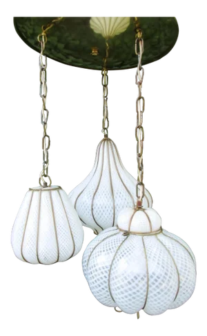 20th Century Hollywood Regency Feldman Triple Pendant