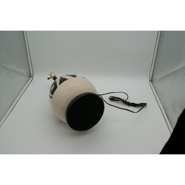 Late 20th Century Late 20th Century Black & Ivory Geometric Chulucanas Pottery Lamp – Handcrafted Peruvian Art Bulb Shape For Sale - Image 5 of 8