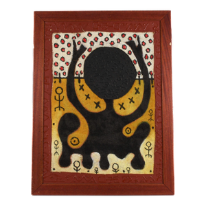 Framed Signed Mora Mixed Media on Canvas Figural Tribal Abstract Painting