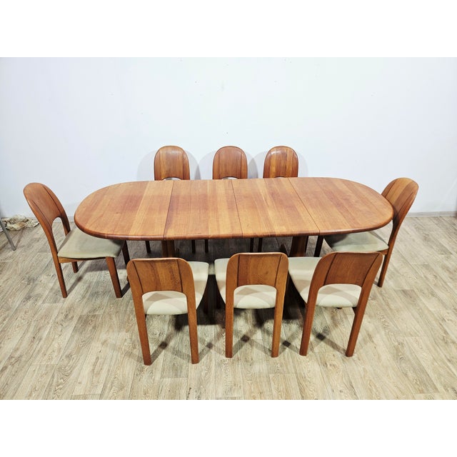 Wood Danish Teak Extending Table +and Chairs from Möbelfabrik Holstebro, 1970s, Set of 9 For Sale - Image 7 of 18
