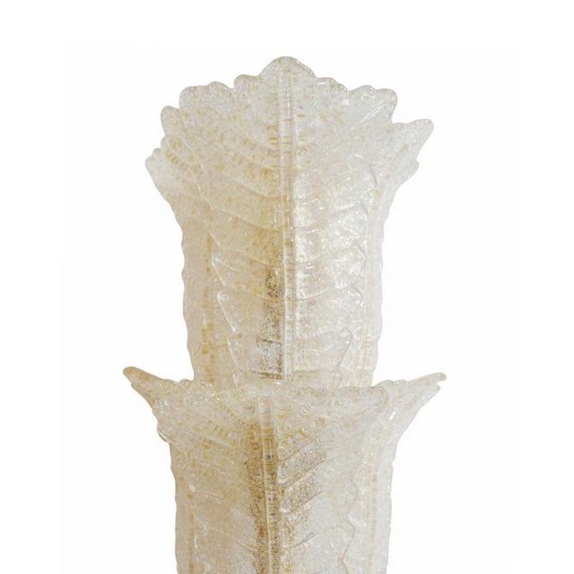 Mid-Century Modern Italian Floral Translucent Murano Glass Sconces, 2010s, Set of 2 For Sale - Image 3 of 11