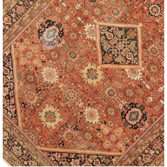 Origin: authentic antique hand woven Persian Mahal rug , Age: antique Weaving technique: 100% hand woven Material: 100 %...