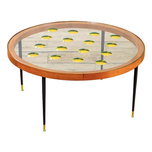 Coffee Table with Golden Details from Cristal Art, 1960 For Sale