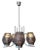 Chandelier with chrome base with 5 arms 5 lights with 5 purple chopped glass tulips European Plug (up to 250V).The wiring...