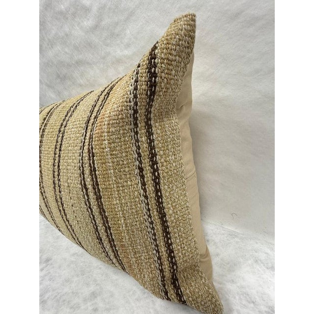 Contemporary Turkish Hemp Pillow Cushion Natural Beige Brown Pillow Cushion Cover 16" x 24" For Sale - Image 3 of 4