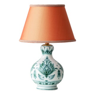 Delvert Teal Botanical Ceramic Table Lamp from Royal Delft, 1970 For Sale