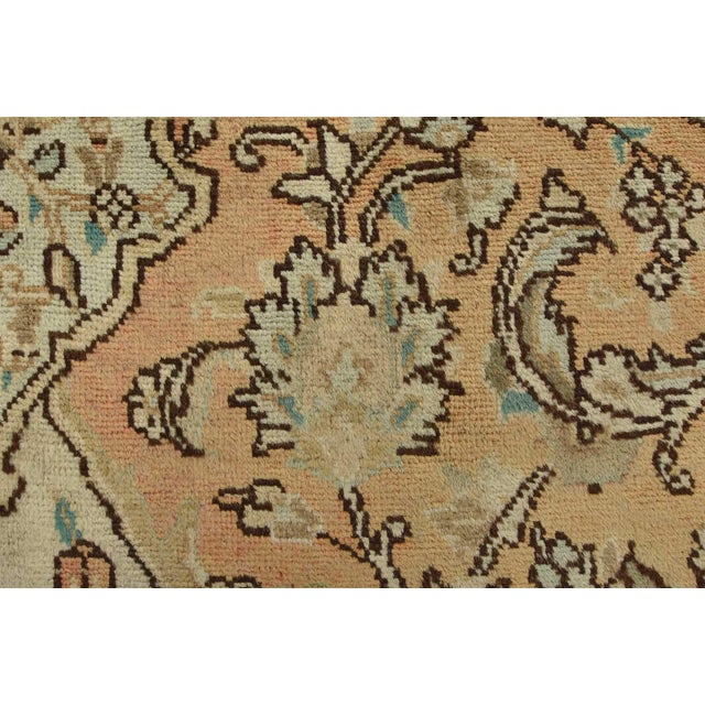 Tabriz Rug 8′ X 11’8” Peach Wool Vintage Distressed Hand-Knotted Carpet For Sale - Image 11 of 15