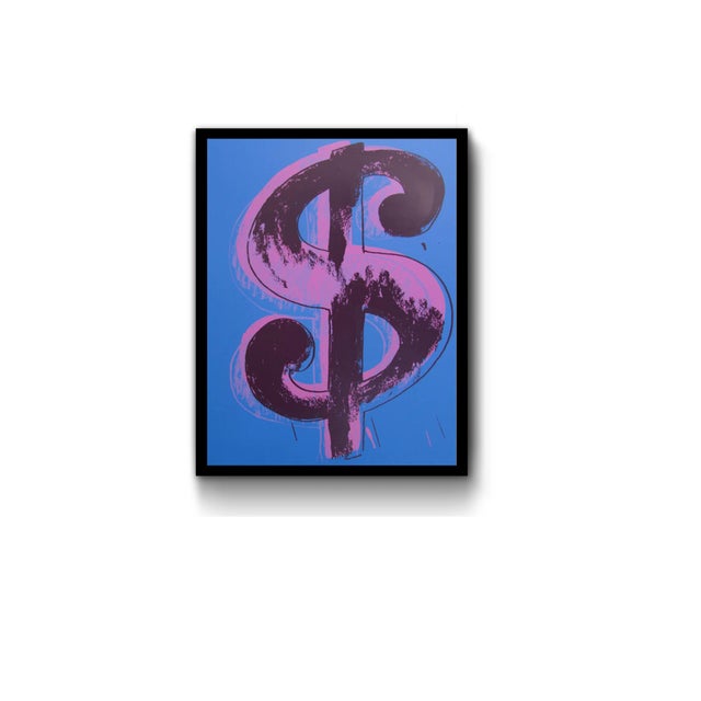 Andy warhol (sunday b morning) dollar blue (framed0 silkscreen print from photo negatives of original factory additions...