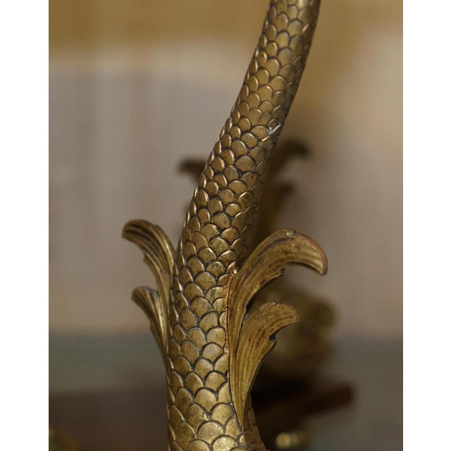 19th Century Italian Gilt Brass & Carrara Marble Dolphin Coffee Table For Sale - Image 13 of 18