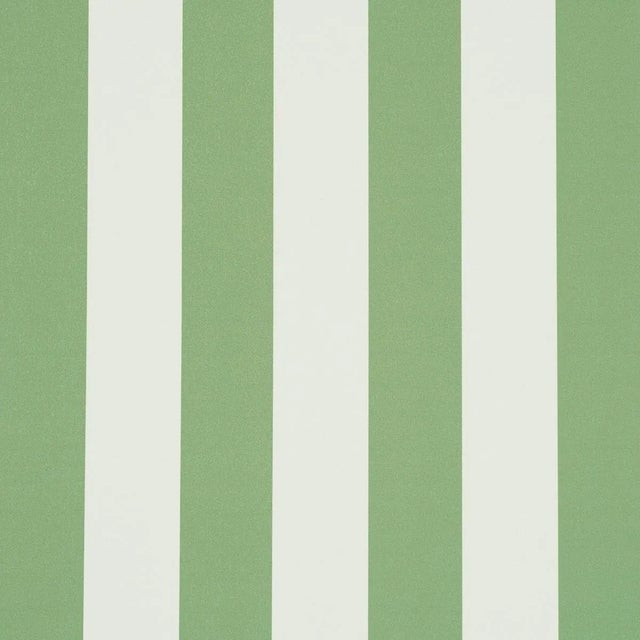 Schumacher Emma Stripe Wallpaper In Apple Green For Sale