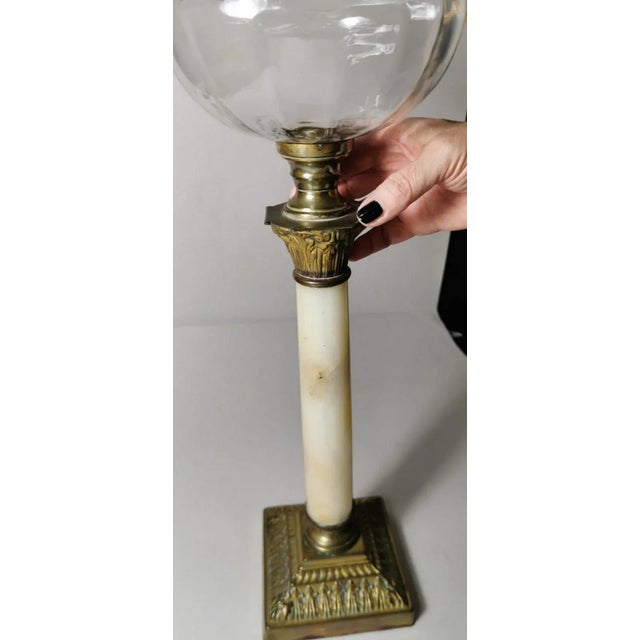 Napoleon III Style Corinthian Column-Shaped Table Lamp in Marble, France For Sale - Image 12 of 13