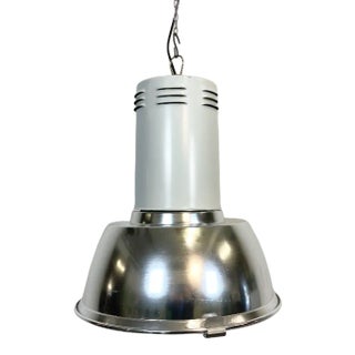 Large Industrial Aluminium Lamp with Iron Grid From Siemens, 1980s For Sale